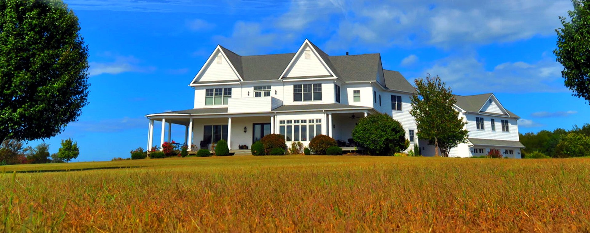 A Minnesota farmhouse on open ground